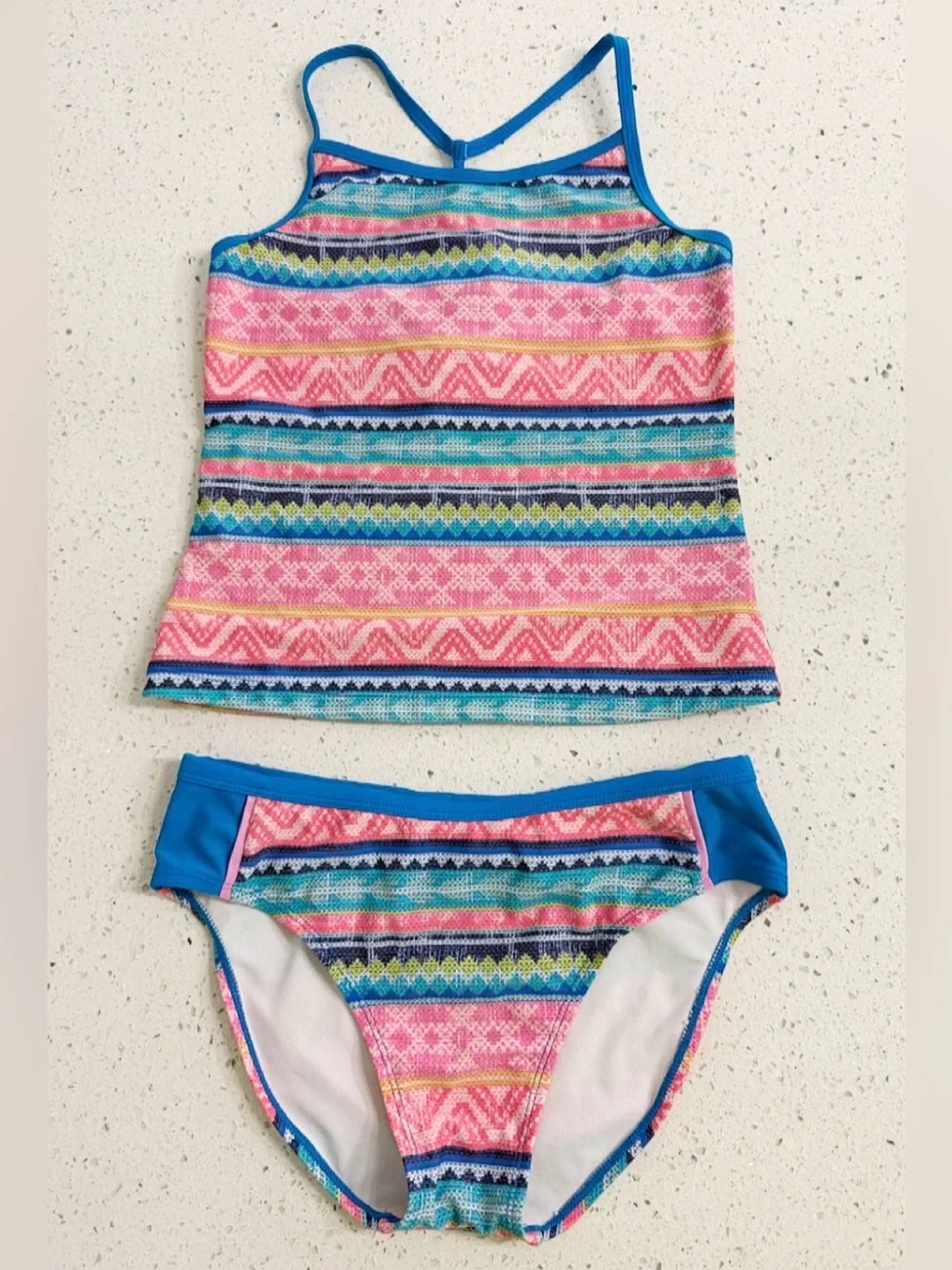 Tommy Bahama Girls Tankini Swimsuit Set Size 12 Colorful Geometric Stripe